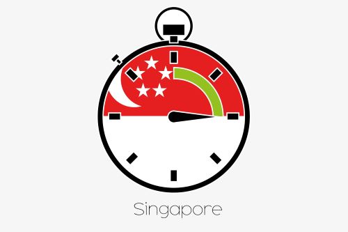 Un chronomètre avec le drapeau de Singapour, pour symobilser les délais pour créer son entreprise à Singapour