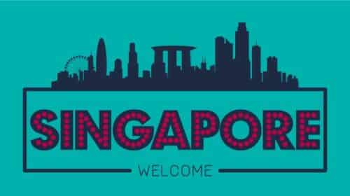 Timeline des principaux bâtiments de Singapour - avec les mots Welcome Singapour